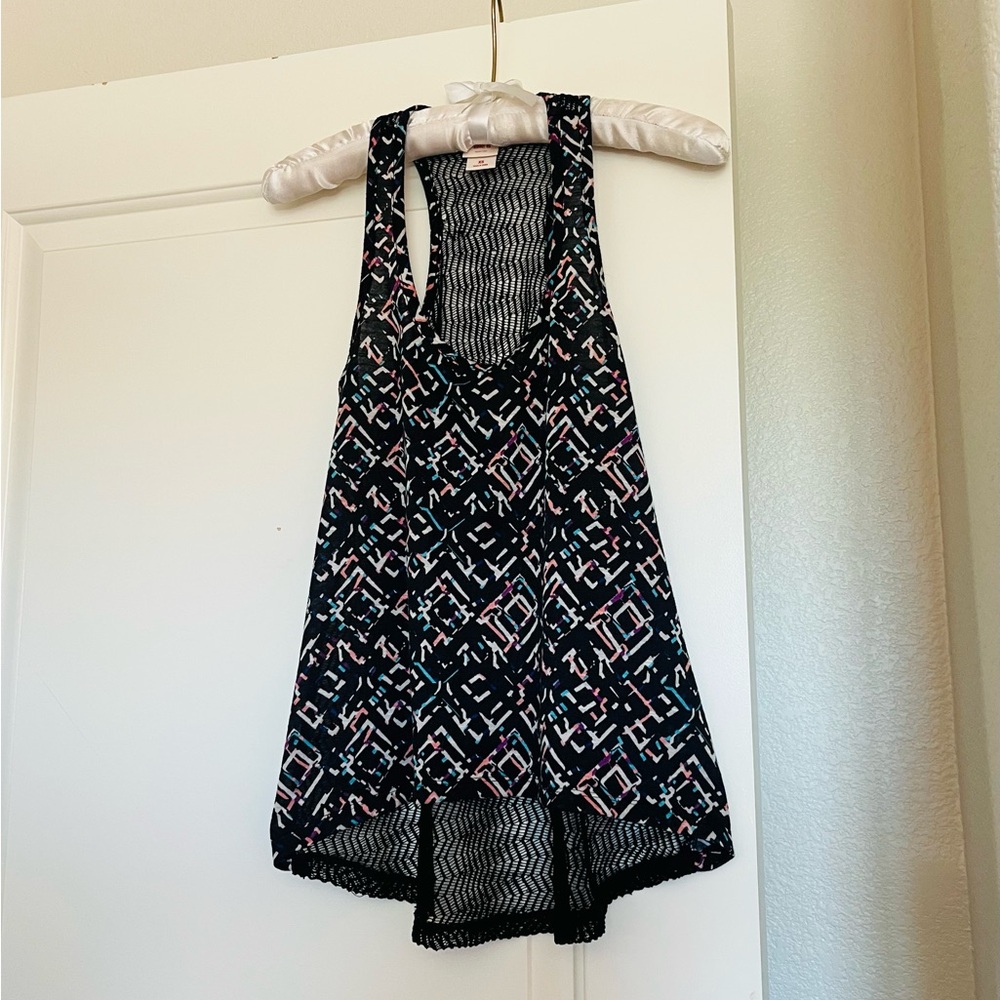 Mossimo Supply Co. Black and White Patterned Tank Top